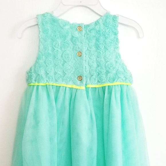 NEW Cat & Jack Mint Green Girl's Dress Empire Waist Rosette Dress Size 2T Nwot - Picture 5 of 7